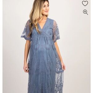 Pinkblush Blue Lace Midi Dress